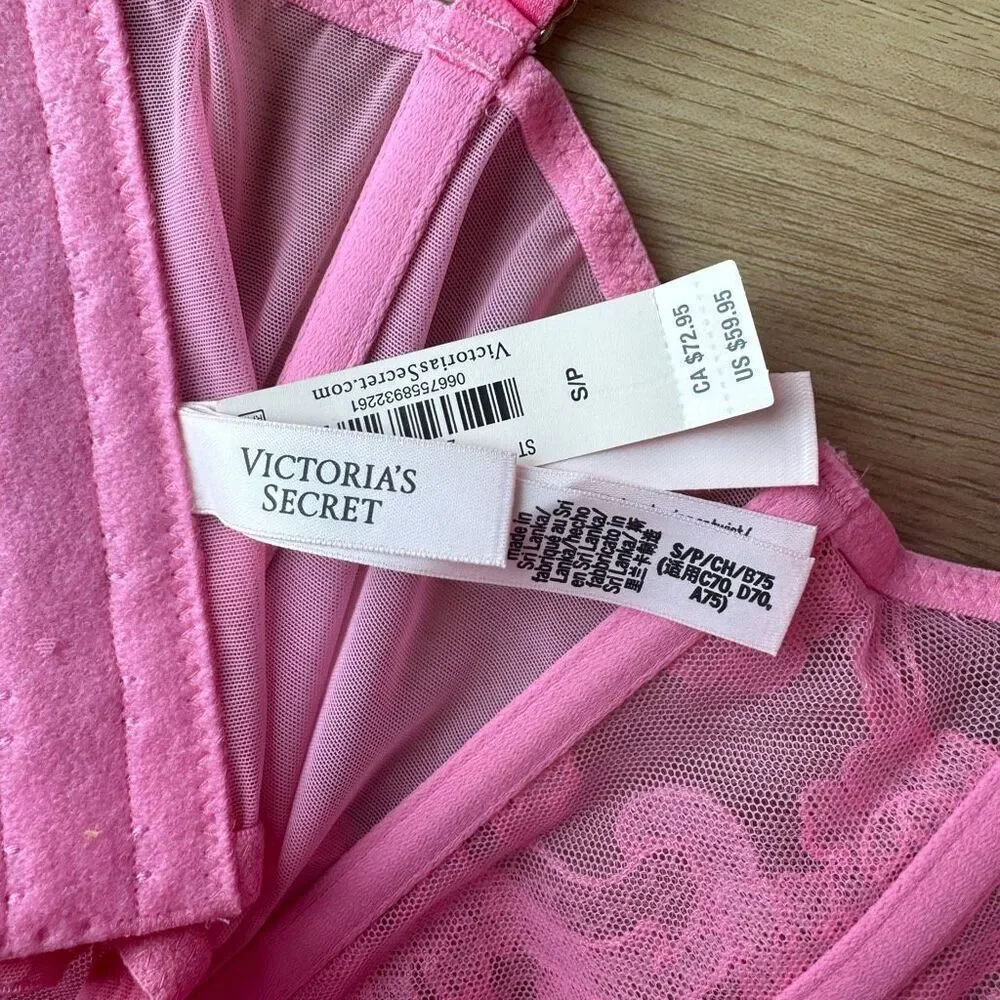 NWT Victoria's Secret Dream Angels Pink Lace Boho Corset Bustier Top Small
